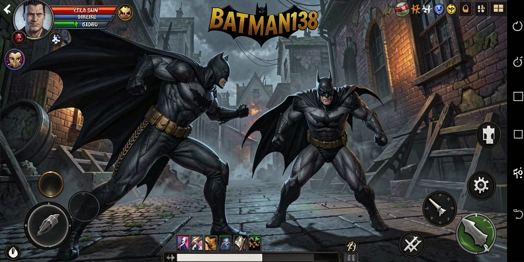 Screenshot menunjukkan aksi intens dalam pertarungan Batman melawan Joker.