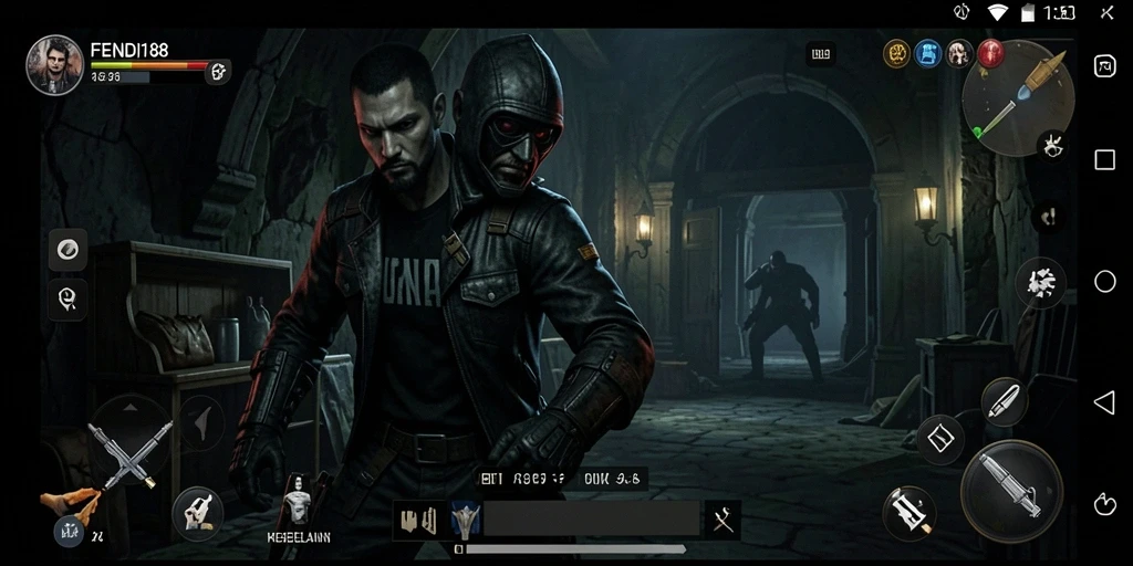 Tampilan gameplay dalam FENDI188 yang menakutkan dan dramatis.