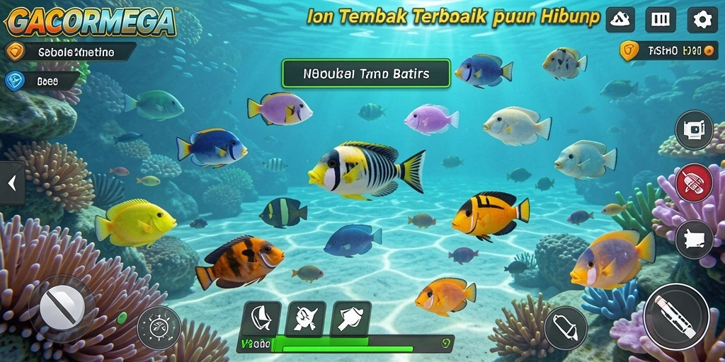 Screenshot gameplay GACORMEGA yang menampilkan serunya menangkap ikan.