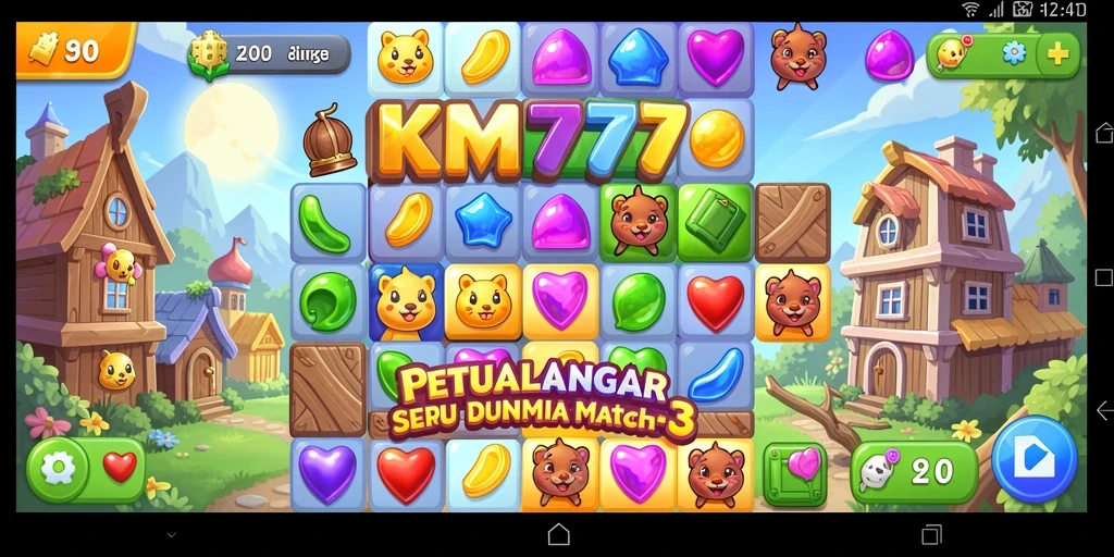Tampilan gameplay seru dalam dunia Match-3 di KM777.