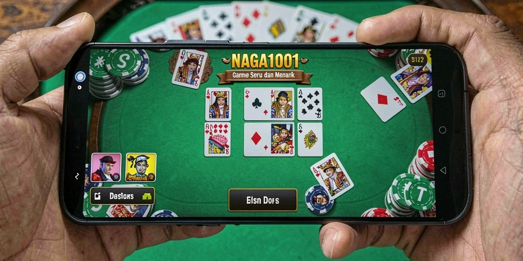 Screenshot NAGA1001 menampilkan gameplay Domino yang seru dan interaktif.