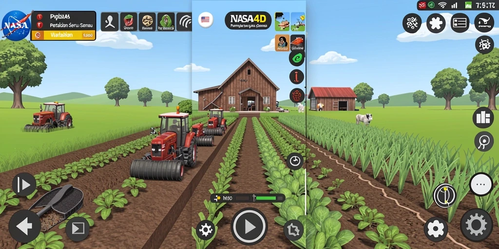 Tampilan gameplay NASA4D yang menakjubkan dengan ladang hijau.