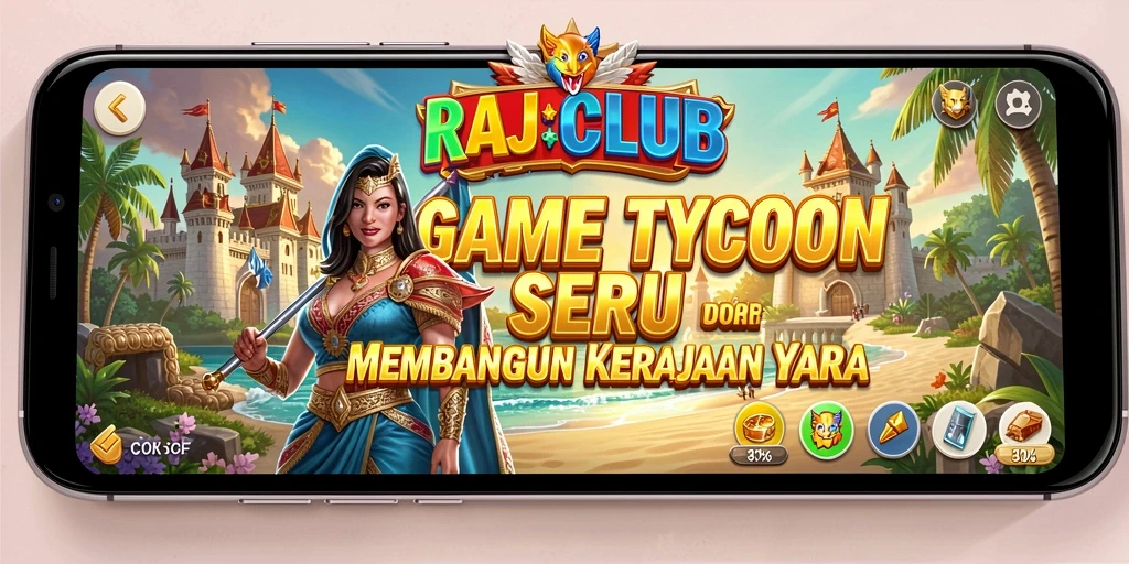 Screenshot RAJACLUB menampilkan gameplay mendebarkan untuk membangun kerajaan bisnis.