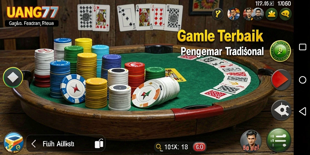 Gameplay seru Gaple di UANG77 dengan teman-teman.