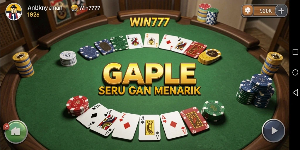 Tampilan gameplay Gaple yang seru dan menarik di WIN777.